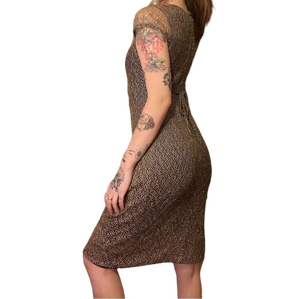 Y2K Gold Mesh Dress • Size 8/Small 🌟🖤